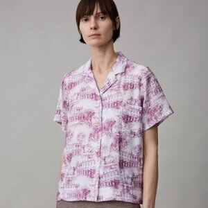 Caron Callahan Johan Top Mauve Scenic Print L -Rare! Brand New!